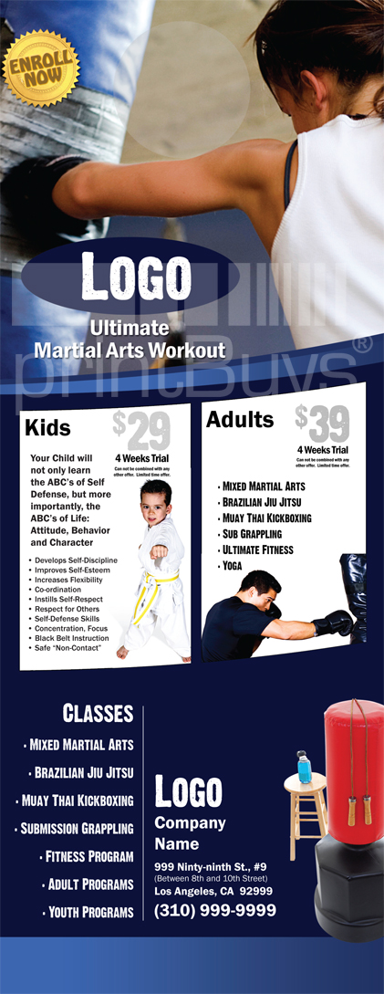 Martial Arts Design Template Postcard 8.5 x 5.5 Flyer ma000502 4.25 x 14